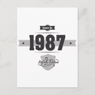 Born in 1987 (Dark&Lightgrey) Postcard