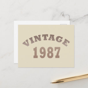 Born in 1987 elegant modern vintage birthday holiday postcard
