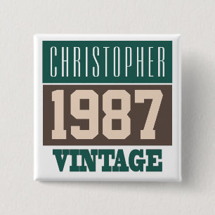 Born in 1987, Personalised Gift 15 Cm Square Badge
