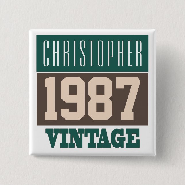 Born in 1987, Personalised Gift 15 Cm Square Badge (Front)