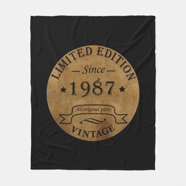 born in 1987 vintage birthday fleece blanket (Front)