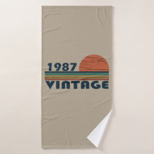 born in 1987 vintage birthday gift bath towel