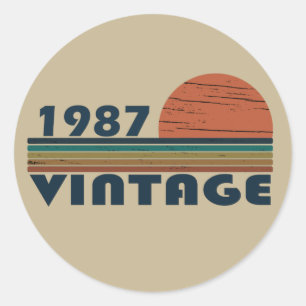 born in 1987 vintage birthday gift classic round sticker