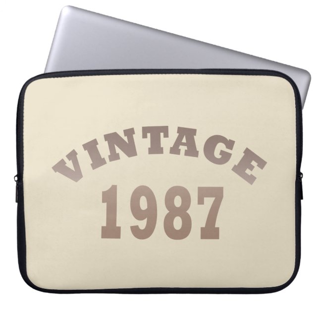 born in 1987 vintage birthday laptop sleeve (Front)