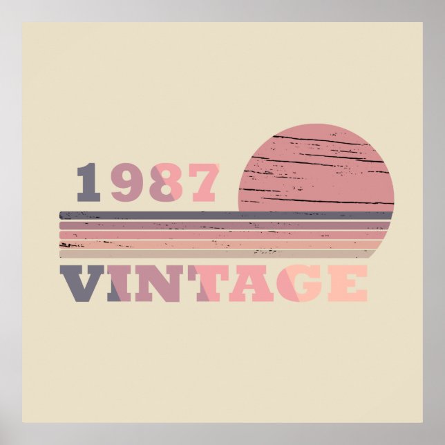 born in 1987 vintage birthday poster (Front)