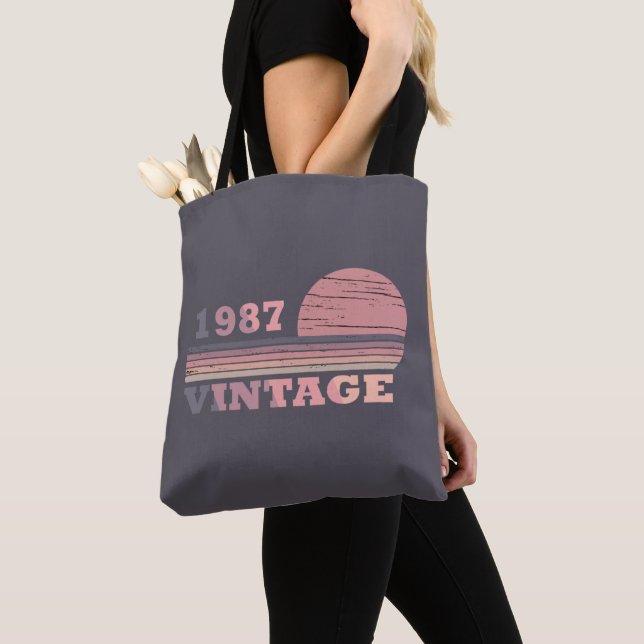 born in 1987 vintage birthday tote bag (Close Up)