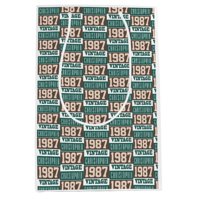 Born in 1987 with Christian Name Medium Gift Bag (Front)