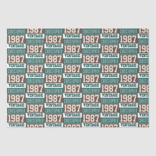 Born in 1987 with Christian Name Tissue Paper (Front)
