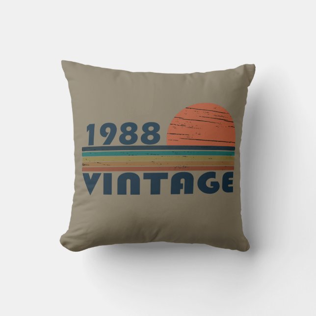 Born in 1988 vintage birthday gift cushion (Front)