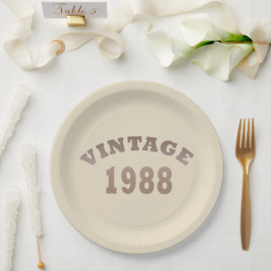 born in 1988 vintage birthday gift paper plate