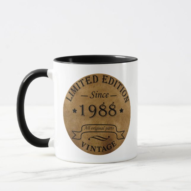 born in 1988 vintage birthday mug (Left)