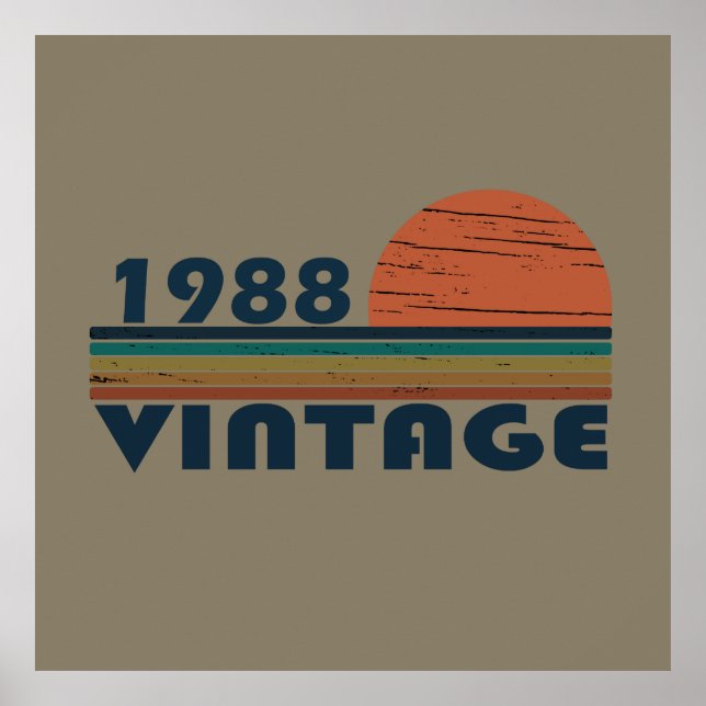 Born in 1988 vintage classic sunset poster (Front)