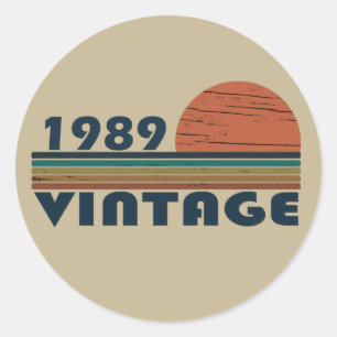 Born in 1989 vintage birthday gift classic round sticker