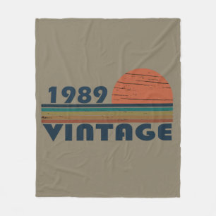 Born in 1989 vintage birthday gift fleece blanket