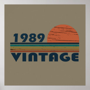 Born in 1989 vintage birthday gift poster
