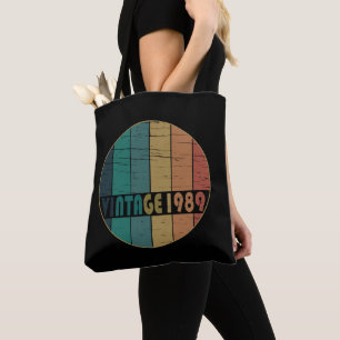 Born in 1989 vintage birthday gift tote bag