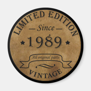born in 1989 vintage birthday magnet