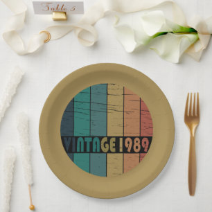 Born in 1989 vintage birthday party paper plate