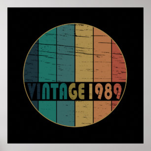 born in 1989 vintage birthday poster