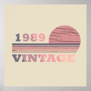 born in 1989 vintage birthday poster