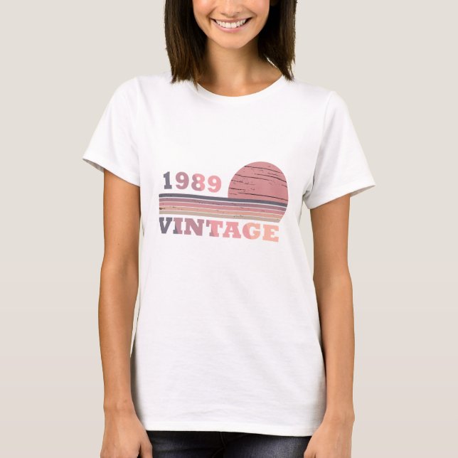 born in 1989 vintage birthday T-Shirt (Front)