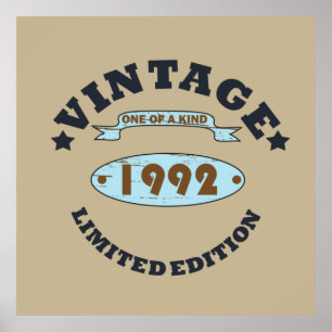 born in 1992 vintage birthday gift poster