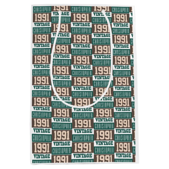 Born in 1992 with Christian Name Medium Gift Bag (Front)