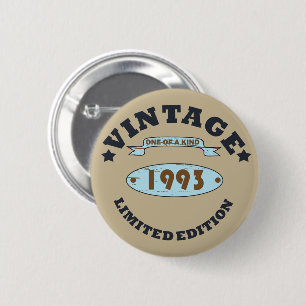 born in 1993 vintage birthday 6 cm round badge