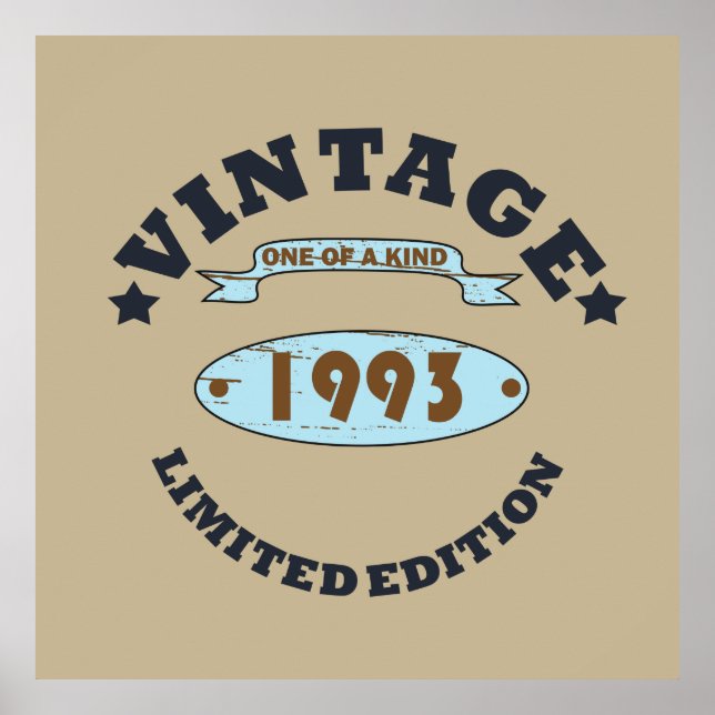 born in 1993 vintage birthday gift poster (Front)