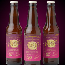 Born in 1995 30th birthday party pink beer Label