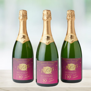 Born in 1996 30th birthday party pink beer sparkling wine label