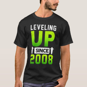 Born In 2008 Gaming Levelling Up Since 2008 Gamer  T-Shirt