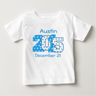 Born in 2015 Big Numbers Blue and White V02 Baby T-Shirt