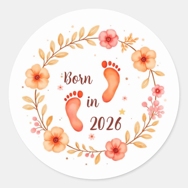 Born in 20xx (Editable Year)  Classic Round Sticker (Front)