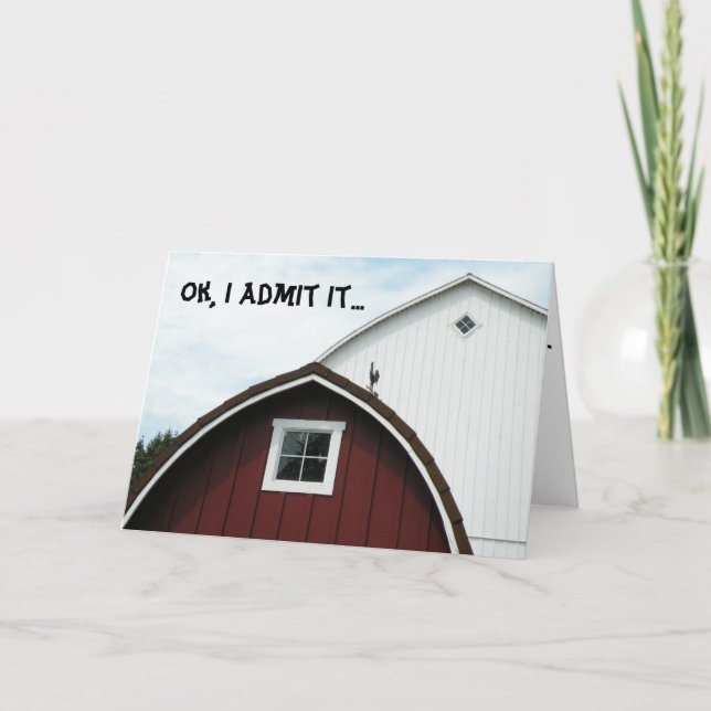 Born in a Barn I'm Sorry Card (Front)
