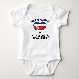Born In America With A Costa Rican Heart Baby Bodysuit