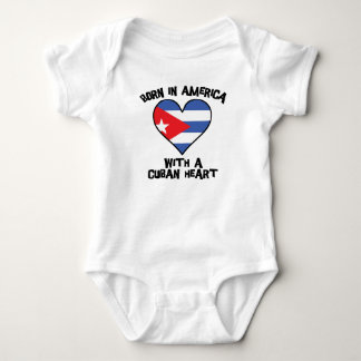 Born In America With A Cuban Heart Baby Bodysuit