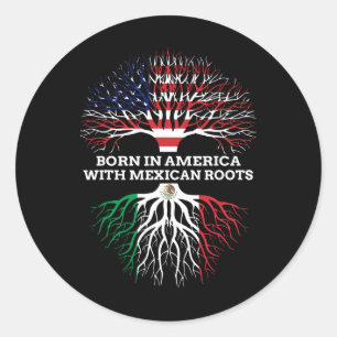 Born In America With Mexican Roots  Classic Round Sticker