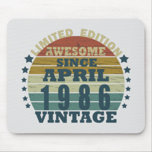 Born in April 1986 Vintage Birthday Gift Mouse Mat
