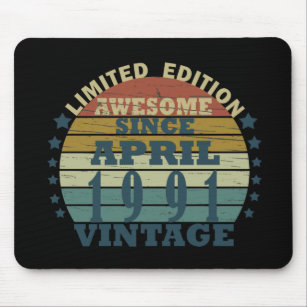 born in april 1991 vintage birthday mouse mat