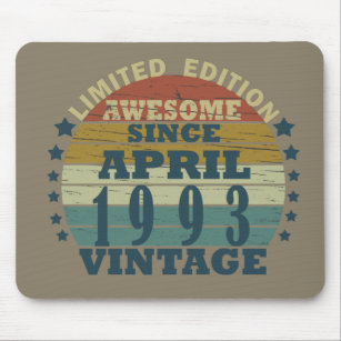 born in april 1993 vintage birthday mouse mat