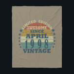 Born in april 1998 vintage birthday fleece blanket<br><div class="desc">You can add some originality to your wardrobe collection with this vintage retro sunset graphic design with awesome typography font lettering, a great gift for men, women, husbands, wives, girlfriend, and a boyfriend who will love this one-of-a-kind artwork. The best and most fun holiday present for your happy birthday party....</div>