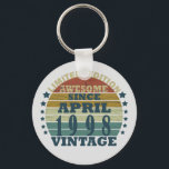 Born in april 1998 vintage birthday key ring<br><div class="desc">You can add some originality to your wardrobe with this original 1998 vintage sunset retro-looking birthday design with awesome colors and typography font lettering, is a great gift idea for men, women, husband, wife girlfriend, and a boyfriend who will love this one-of-a-kind artwork. The best amazing and funny holiday present...</div>