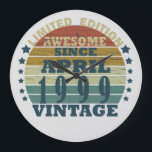 Born in april 1999 vintage birthday large clock<br><div class="desc">You can add some originality to your wardrobe collection with this vintage retro sunset graphic design with awesome typography font lettering, a great gift for men, women, husbands, wives, girlfriend, and a boyfriend who will love this one-of-a-kind artwork. The best and most fun holiday present for your happy birthday party....</div>