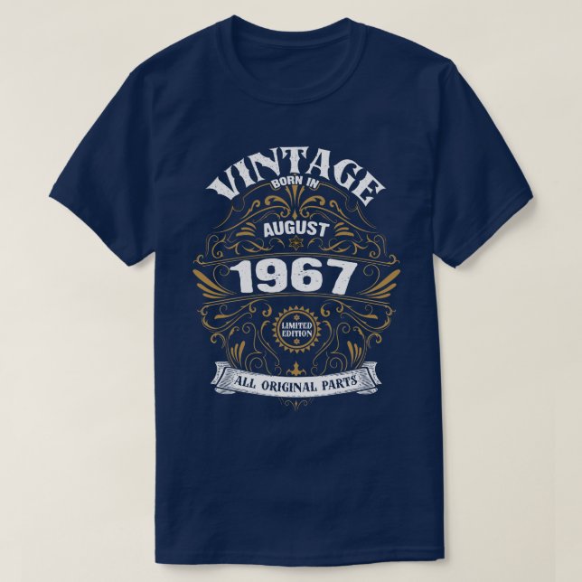 Born in August 1967 Birthday T-Shirt (Design Front)