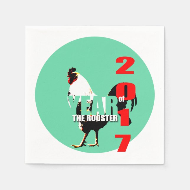 Born in  Chinese Rooster Year 2017 Birthday PPN Napkin (Front)