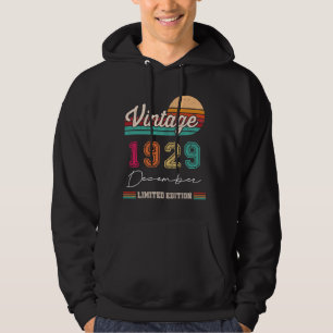 Born In December 1929 Vintage Happy Birthday 95 Ye Hoodie