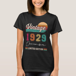 Born In December 1929 Vintage Happy Birthday 95 Ye T-Shirt