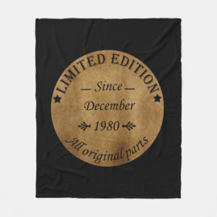 Born in december 1980 vintage birthday gift fleece blanket