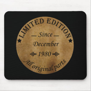 Born in December 1980 Vintage Birthday Gift Mouse Mat